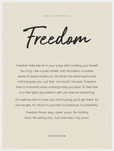 Freedom Word of Intention Framed print 60x80 cm / 24x32″ White frame Linen paper