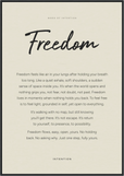 Freedom Word of Intention Framed print 70x100 cm / 28x40″ Black frame Linen paper