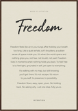 Freedom Word of Intention Framed print 70x100 cm / 28x40″ Dark wood frame Linen paper