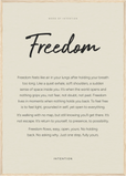 Freedom Word of Intention Framed print A1 (59.4 x 84.1 cm) Wood frame Linen paper