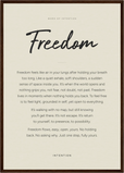 Freedom Word of Intention Framed print A2 (42 x 59.4 cm) Dark wood frame Linen paper