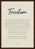 Freedom Word of Intention Framed print A3 (29.7 x 42 cm) Dark wood frame Linen paper