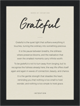 Grateful Word of Intention Framed print 13x18 cm / 5x7″ Black frame Linen paper