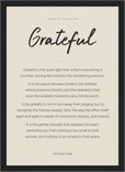 Grateful Word of Intention Framed print 21x29.7 cm / 8x12" Black frame Linen paper
