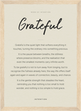 Grateful Word of Intention Framed print 21x29.7 cm / 8x12" Wood frame Linen paper