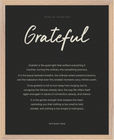 Grateful Word of Intention Framed print 40x50 cm / 16x20″ Wood frame Carbon paper