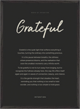 Grateful Word of Intention Framed print 50x70 cm / 20x28″ Black frame Carbon paper