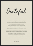 Grateful Word of Intention Framed print 50x70 cm / 20x28″ Black frame Linen paper