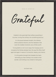 Grateful Word of Intention Framed print 50x70 cm / 20x28″ Black frame Linen paper