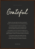 Grateful Word of Intention Framed print 50x70 cm / 20x28″ Dark wood frame Carbon paper