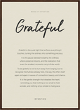 Grateful Word of Intention Framed print 50x70 cm / 20x28″ Dark wood frame Linen paper