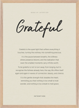 Grateful Word of Intention Framed print 50x70 cm / 20x28″ Wood frame Linen paper