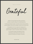 Grateful Word of Intention Framed print 60x80 cm / 24x32″ Black frame Linen paper
