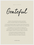 Grateful Word of Intention Framed print 60x80 cm / 24x32″ White frame Linen paper