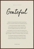 Grateful Word of Intention Framed print 70x100 cm / 28x40″ Dark wood frame Linen paper