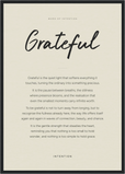 Grateful Word of Intention Framed print A2 (42 x 59.4 cm) Black frame Linen paper