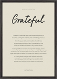 Grateful Word of Intention Framed print A2 (42 x 59.4 cm) Black frame Linen paper