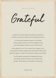 Grateful Word of Intention Framed print A2 (42 x 59.4 cm) Wood frame Linen paper