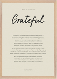 Grateful Word of Intention Framed print A2 (42 x 59.4 cm) Wood frame Linen paper