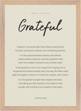 Grateful Word of Intention Framed print A3 (29.7 x 42 cm) Wood frame Linen paper