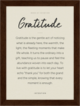 Gratitude Word of Intention Framed print 13x18 cm / 5x7″ Dark wood frame Linen paper