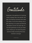 Gratitude Word of Intention Framed print 13x18 cm / 5x7″ White frame Carbon paper