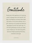 Gratitude Word of Intention Framed print 13x18 cm / 5x7″ White frame Linen paper