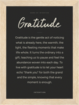 Gratitude Word of Intention Framed print 13x18 cm / 5x7″ Wood frame Carbon paper