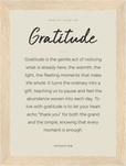 Gratitude Word of Intention Framed print 13x18 cm / 5x7″ Wood frame Linen paper