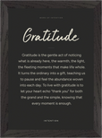 Gratitude Word of Intention Framed print 21x29.7 cm / 8x12" Black frame Carbon paper