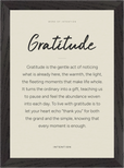 Gratitude Word of Intention Framed print 21x29.7 cm / 8x12" Black frame Linen paper