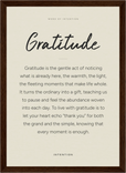 Gratitude Word of Intention Framed print 21x29.7 cm / 8x12" Dark wood frame Linen paper