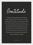 Gratitude Word of Intention Framed print 21x29.7 cm / 8x12" White frame Carbon paper
