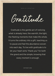 Gratitude Word of Intention Framed print 21x29.7 cm / 8x12" Wood frame Carbon paper
