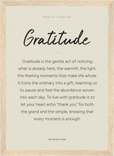 Gratitude Word of Intention Framed print 21x29.7 cm / 8x12" Wood frame Linen paper