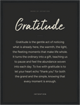 Gratitude Word of Intention Framed print 30x40 cm / 12x16″ Black frame Carbon paper
