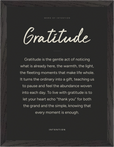Gratitude Word of Intention Framed print 30x40 cm / 12x16″ Black frame Carbon paper