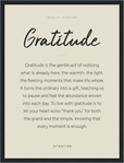 Gratitude Word of Intention Framed print 30x40 cm / 12x16″ Black frame Linen paper