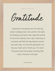 Gratitude Word of Intention Framed print 30x40 cm / 12x16″ Wood frame Linen paper