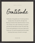 Gratitude Word of Intention Framed print 40x50 cm / 16x20″ Black frame Linen paper