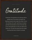 Gratitude Word of Intention Framed print 40x50 cm / 16x20″ Dark wood frame Carbon paper