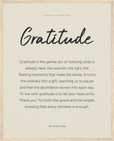 Gratitude Word of Intention Framed print 40x50 cm / 16x20″ Wood frame Linen paper