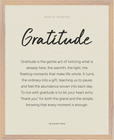 Gratitude Word of Intention Framed print 40x50 cm / 16x20″ Wood frame Linen paper