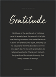 Gratitude Word of Intention Framed print 50x70 cm / 20x28″ Black frame Carbon paper
