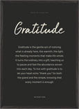 Gratitude Word of Intention Framed print 50x70 cm / 20x28″ Black frame Carbon paper
