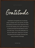 Gratitude Word of Intention Framed print 50x70 cm / 20x28″ Dark wood frame Carbon paper