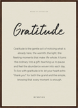 Gratitude Word of Intention Framed print 50x70 cm / 20x28″ Dark wood frame Linen paper