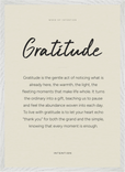 Gratitude Word of Intention Framed print 50x70 cm / 20x28″ White frame Linen paper
