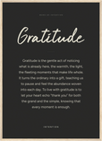Gratitude Word of Intention Framed print 50x70 cm / 20x28″ Wood frame Carbon paper