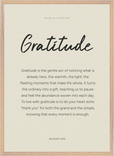 Gratitude Word of Intention Framed print 50x70 cm / 20x28″ Wood frame Linen paper